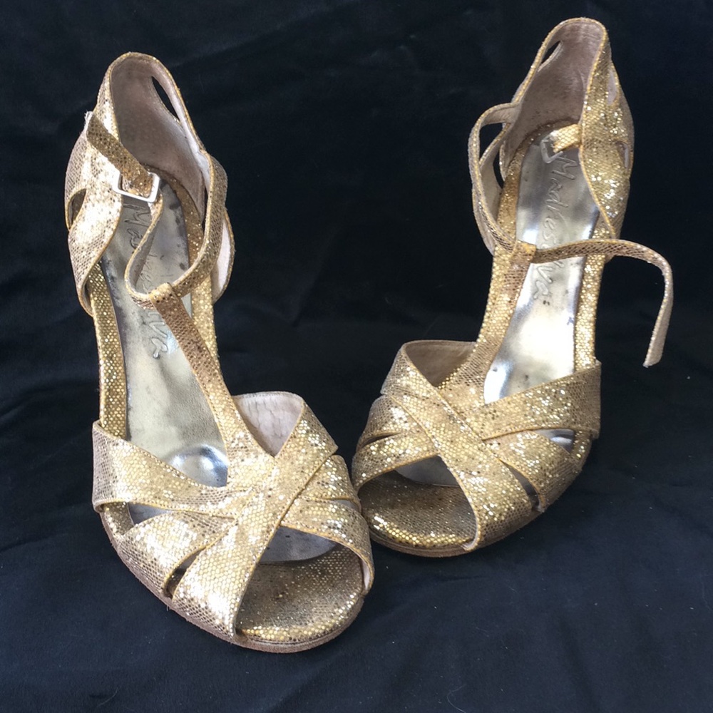 Madreselva gold glitter tango shoes